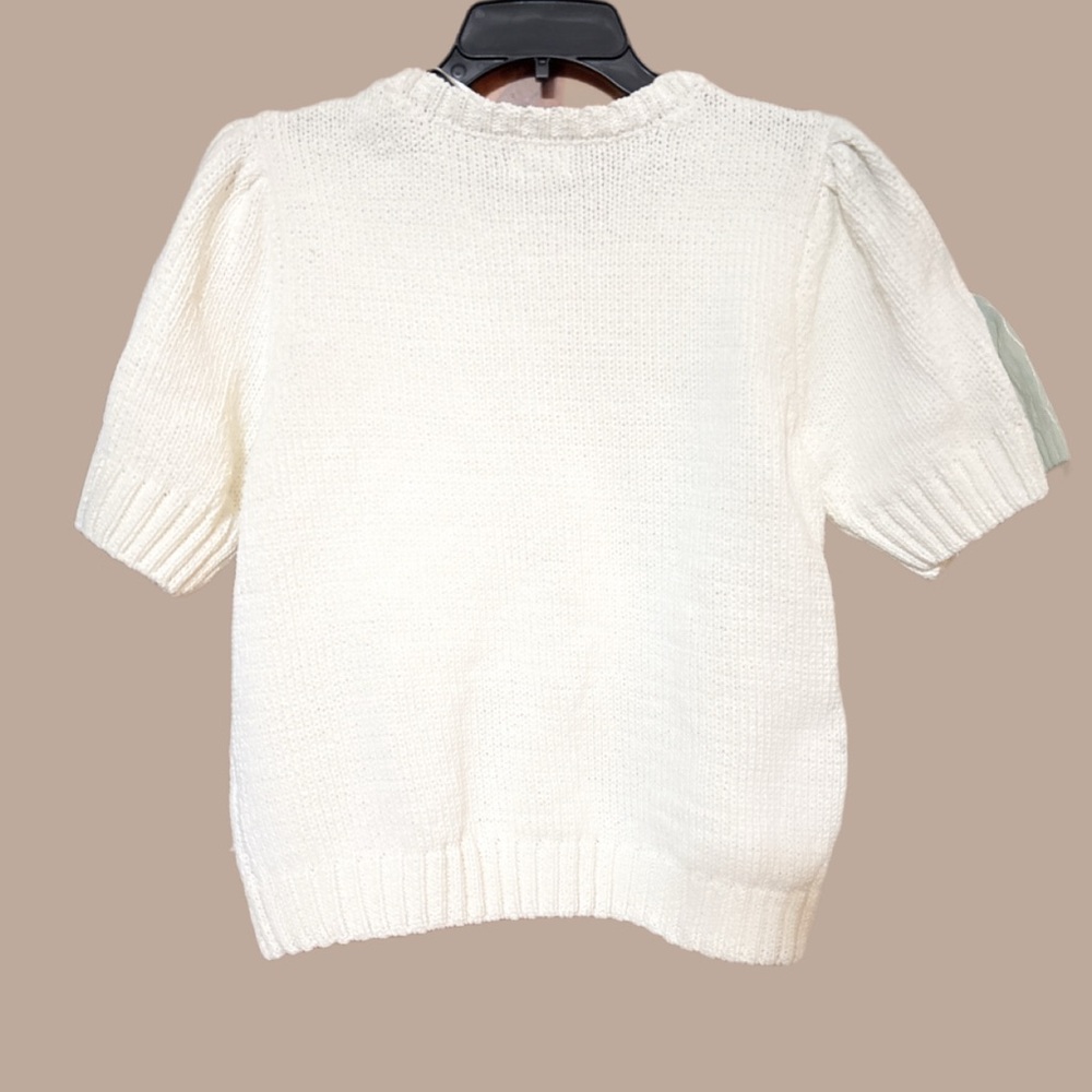 J Jill | Greige Cream Knit Sweater with Floral Details - Picture 2 of 7